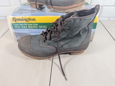 Remington 840 Denier Nylon Lace-up Boots Felt Bottom Steel Shank Wader REMINGTON LODEN GREEN 840 DENIER NYLON FELT SOLE SHOES SIZE  main image 4