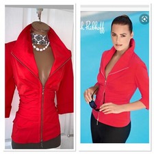 Joseph Ribkoff Red Zip Front Collared Jacket Uk Size 10