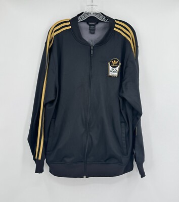 Adidas Sky Hook Mens Black Full Zip Logo Patch Track Jacket Sz M