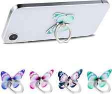 4 Pack Butterfly Phone Ring Holder Metal 360 Rotation Finger Stand for Smartphon