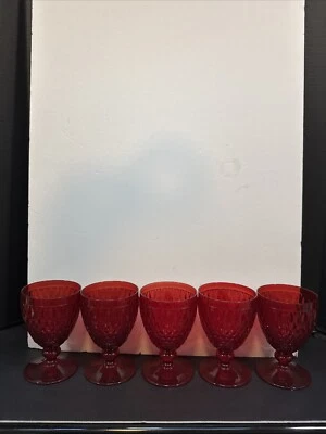 Villeroy and Boch Set of Five Boston Glass Goblets Stemmed Holiday - Image 1 of 4