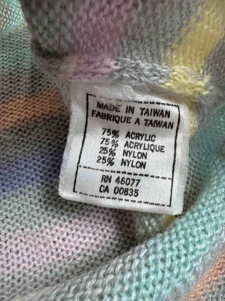 Suéter De Colección Cecily Esprit Mujer Pequeño Pastel Acuarela Arco Iris Rayas Tejido Top Foto 4 de 4