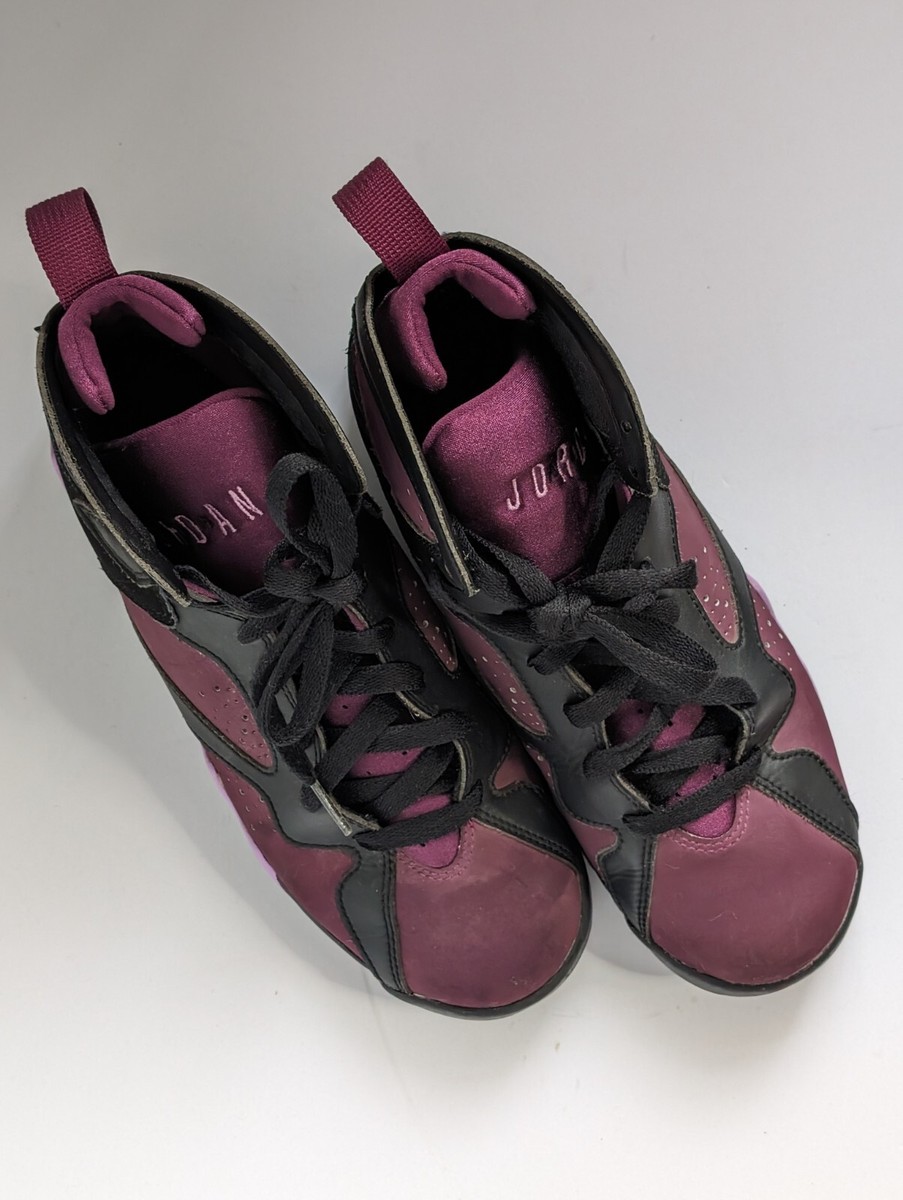 NIKE AIR JORDAN 7 RETRO GG BLACK-MULBERRY-GREY SZ 6Y-WOMENS