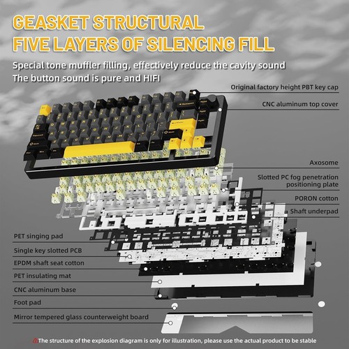 ATTACK SHARK X86 75% Wireless Aluminum Mechanical Keyboard,BT/2.4G/Type C - Picture 65 of 81