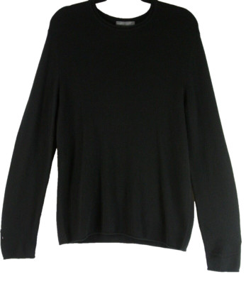 NEW Men's AMICALE Cashmere Basic Crewneck Cashmere Sweater In Black Sz S #S7196