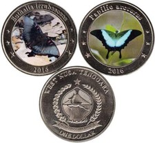 West-Nusa Tenggara 2 x 1 Dollar 2016 "Schmetterling"