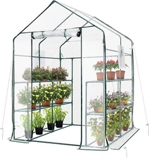 VIVOSUN 57x57x77-Inch Transparent Mini Walk-in Green House with Window and Ancho