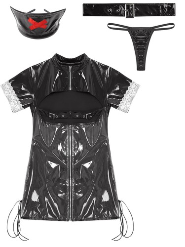 Women's Lingerie Set Scrubs Dress With Headwear Nightclub Halloween Sleepwear - Picture 35 of 58