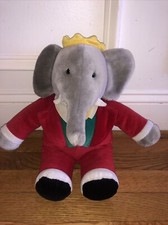 Vintage Gund Babar the Elephant Plush 1988 Macys 17  Stuffed Animal Red Suit