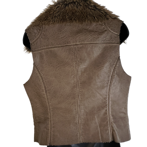 Faux Leather Fur Vest Size 