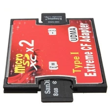 Dual 2 port Micro SD SDHC to Compact Flash CF 1 Type I Card Adapter Converter 