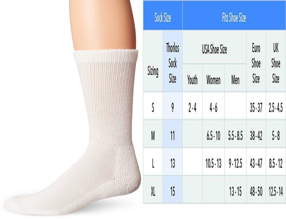 Thorlos Unisex HPXM Diabetic Thick Padded Crew Sock Large, White eBay