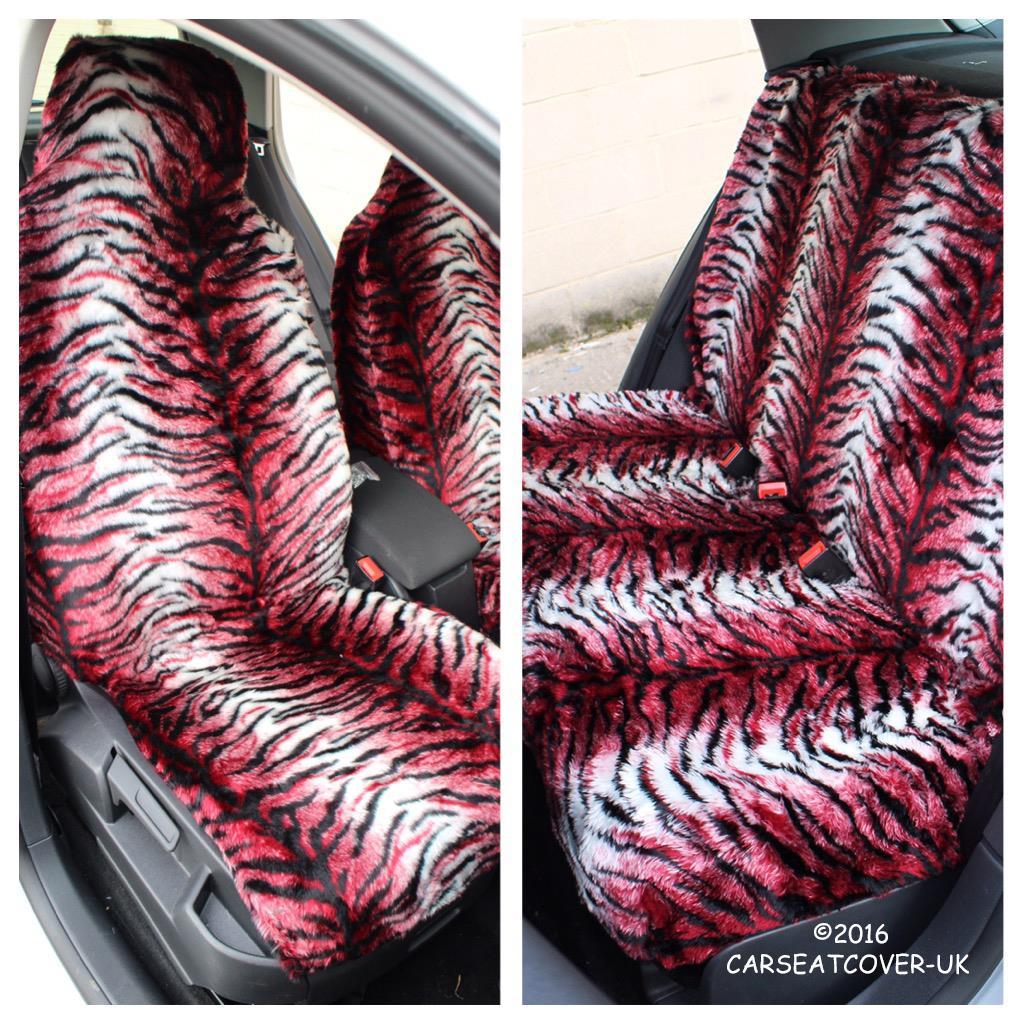 BMW Series Gran Coupe Red Tiger Faux Fur Furry Car Seat Covers