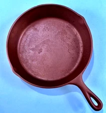 Vintage Cast Iron #8 LODGE 3-NOTCH 9" SKILLET ~ Restored ~ Seasoned