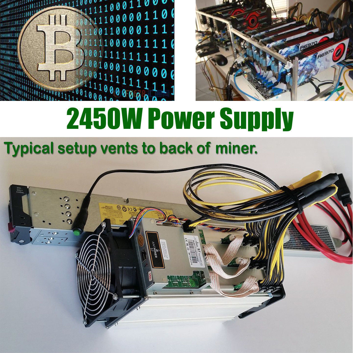 100V-240V 2450W Power Supply for Antminer S9 T9 S7 L3 mining 94