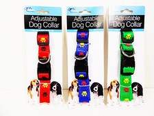 Medium Dog Collars Adjustable Buckle Nylon Dogs Collar 12" - 18" Green Red Blue
