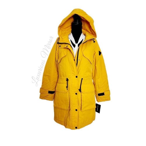 Steve Madden Anorak donna M giallo coulisse vita tasche zip intera nuovo - Foto 3 di 10