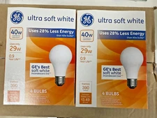 GE - Soft White - 40 W (uses 29 w) - Light Bulbs - 2 Packs/8 Bulbs