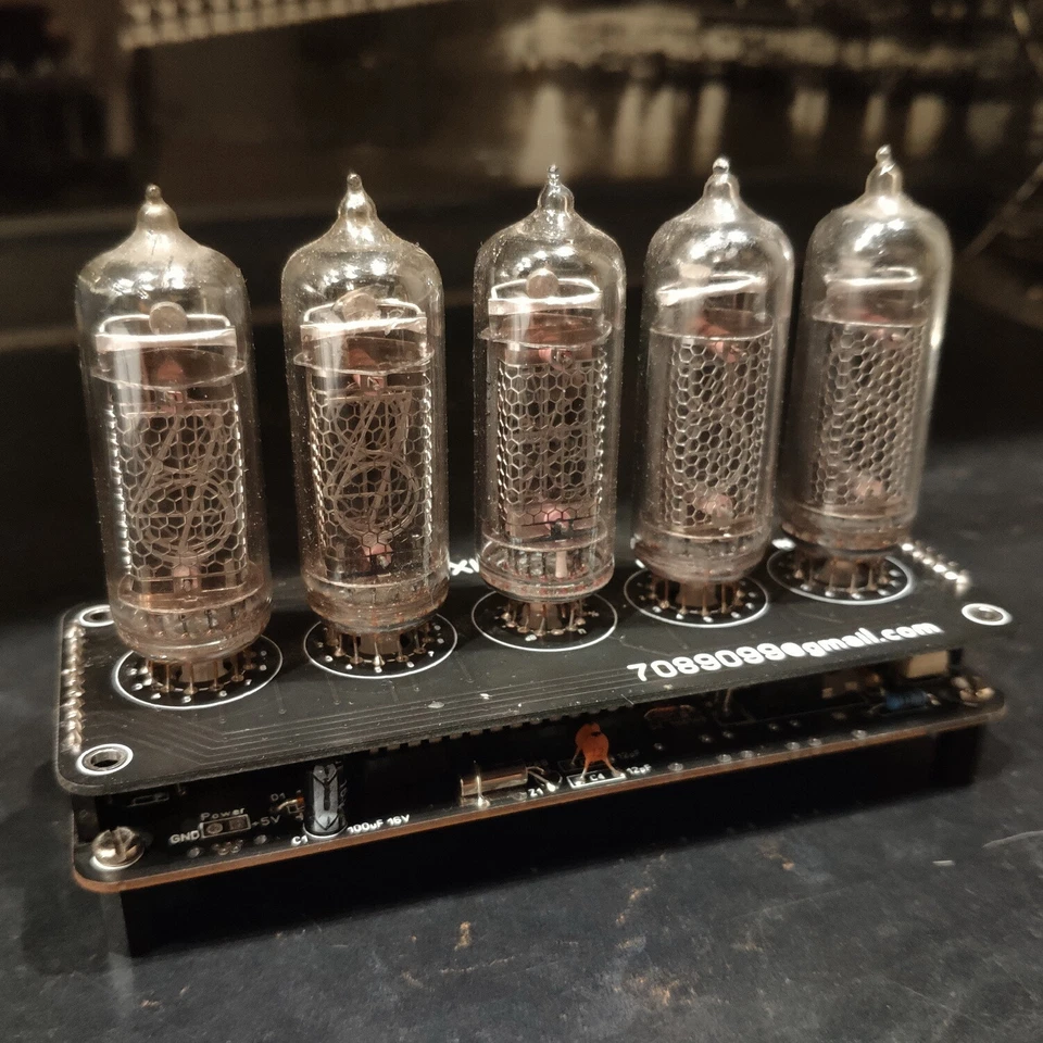 Nixie Clock IN-14 & IN-19 RGB Backlight Assembled *Alarm, USB power, 24h format* - Image 3 of 4