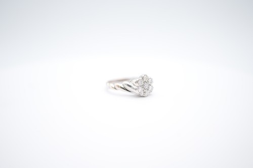 14K White Gold Diamond Cluster Flower Twist Ring .49 ct - Picture 6 of 8