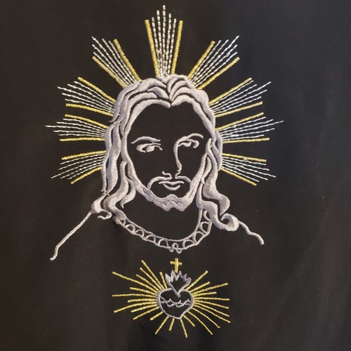 Million Guy Stitched Embroidered Jesus Button-Up Shirt Medium Back is stitched - Picture 6 of 6