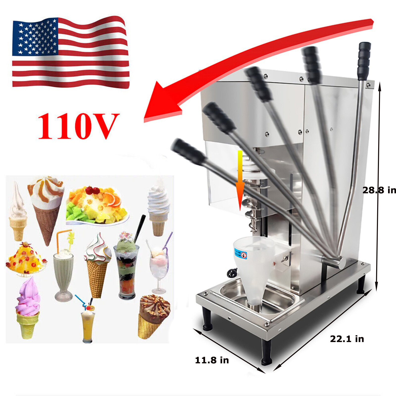 Tap Water Self-cleaning Swirl Fruit Frozen Yogurt Blender Fr