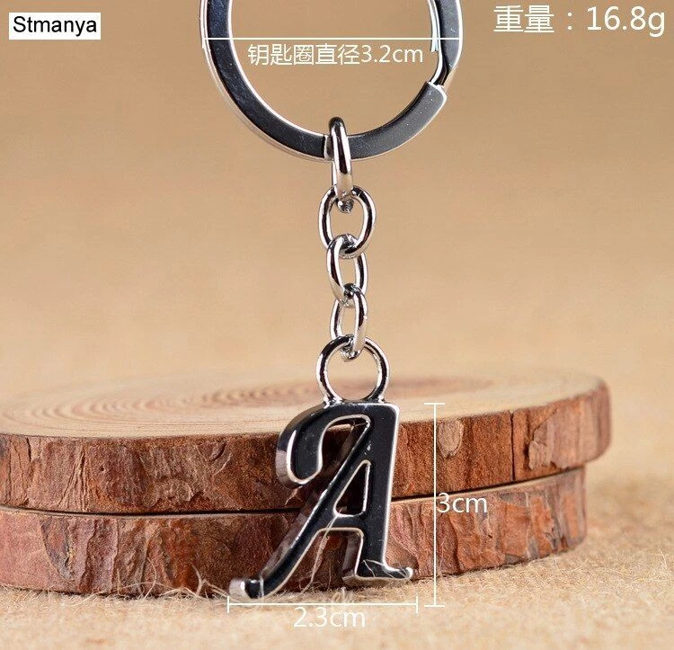 Silver Metal Key Chain Simple Letter Name Key Holder Party Gift