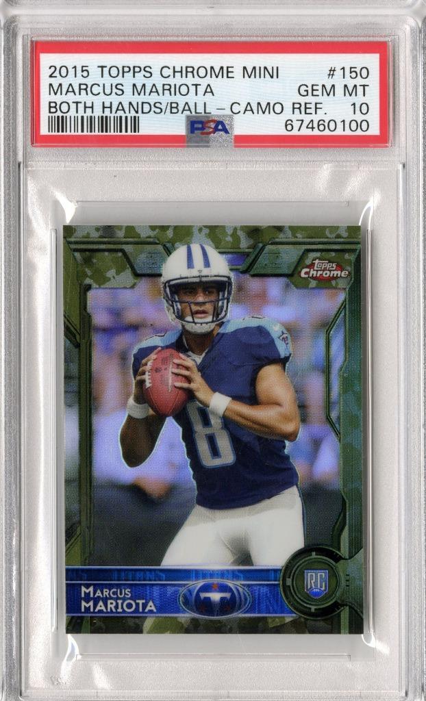 Marcus Mariota Topps Chrome Mini #150 Both Hands on Ball-Camo Refractor