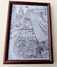 Bleistift Zeichnung/Tusche Zeichnung / Radierung ? ★ signiert C.ST ★ Vintage