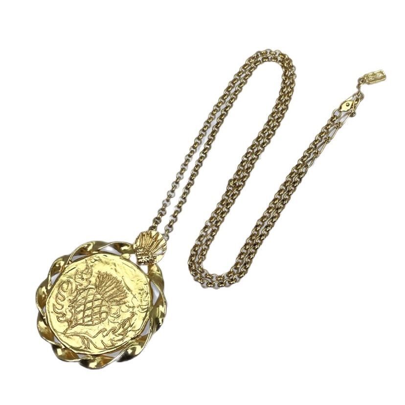 Yves Saint Laurent YSL Medal Motif Gold Long Necklace 62 Yves Saint Laurent YSL Medal Motif Gold Long Necklace 62
