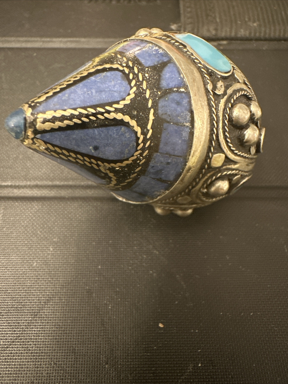 Beautiful Silver Plated Unique Ring With Turquois… - image 1