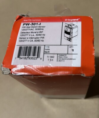Legrand Wattstopper PW-301-W Motion Passive Infrared Wall Switch Sensor New