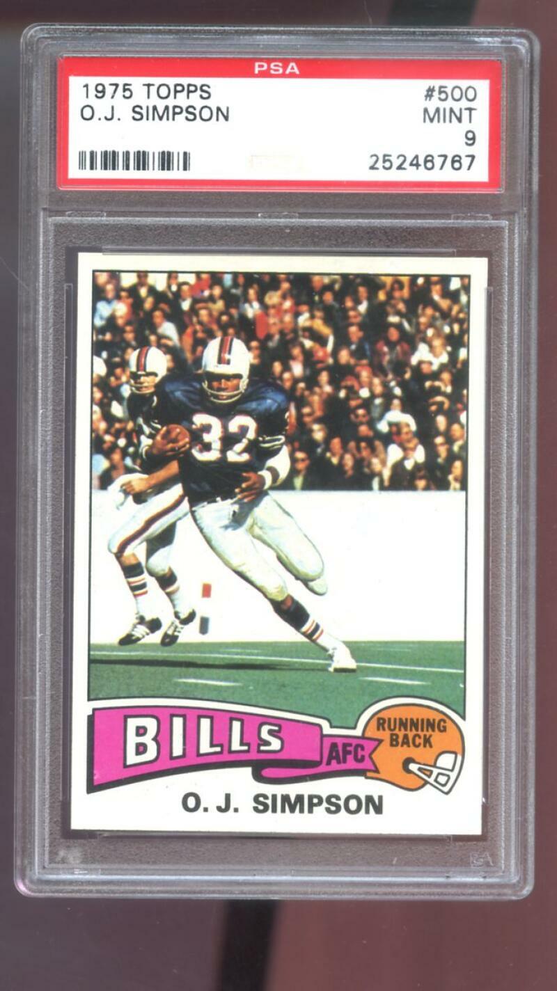1975 Topps #500 O. J. Simpson OJ O J PSA 9 Graded Football Card NFL MINT Bills