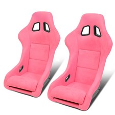2pcs Pair Pink Medium Fiberglass Fixed Position Bucktet Racing Seats W Sliders