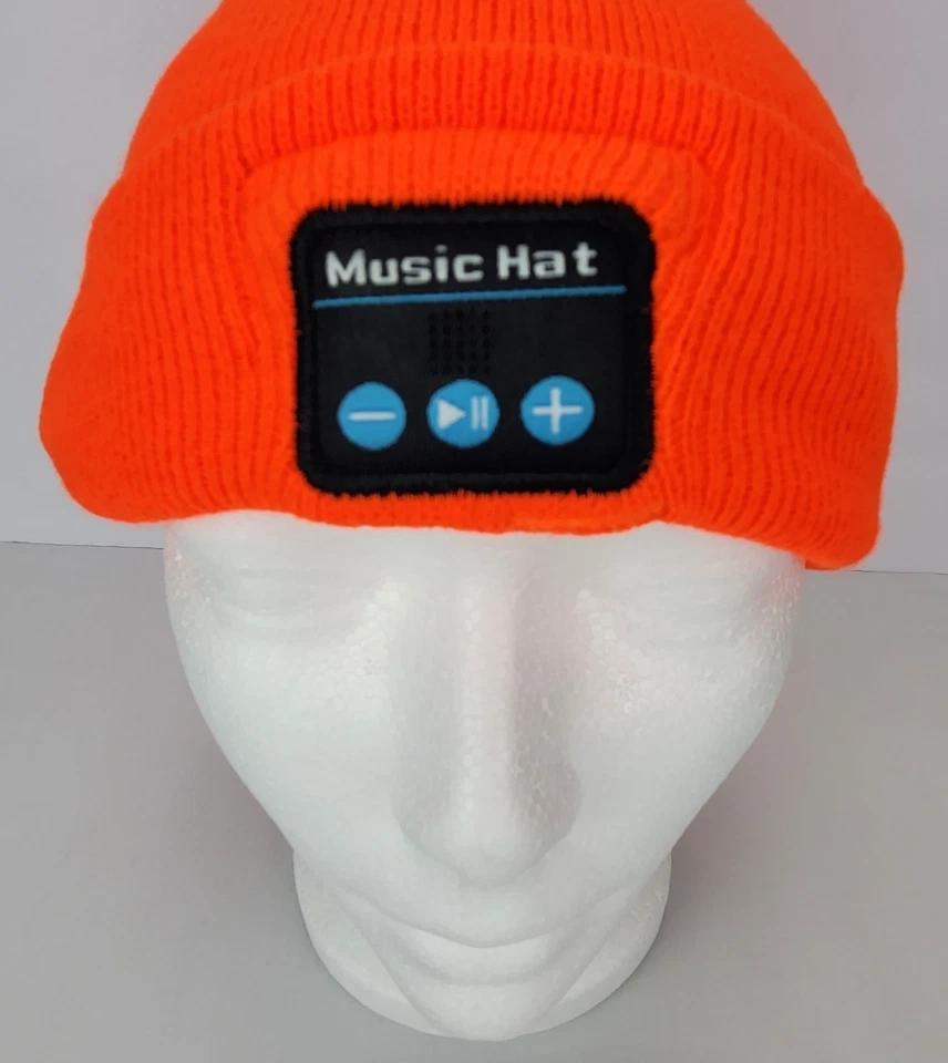 Hunting LED Music Beanie Hat Orange Wireless Bluetooth Flashing Light NEW - Image 3 of 4