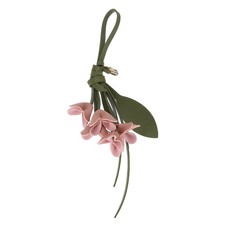 Leather Leaf Flower Keychain, Floral Bag Charm Boho Accessory, Light Pink