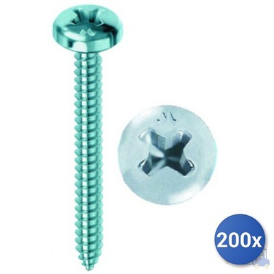 200x Mustad Viti Autofilettanti Tc Weiß Verzinkt Zylinderkopf PH E-100 5,5x25
