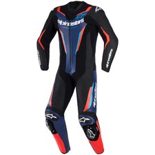 Alpinestars GP Force V2 Leather Motorcycle Racing Suit - Black / Blue / Fluo Red