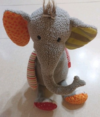 Sigikid Plush 16'' Elephant Grey Patchwork Stuffed Animal