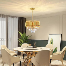 Image of Crystal Chandeliers 5*E14 Gold Ceiling Lights Elegant Pendant Lighting Dimmable