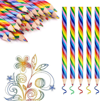 Regenbogenstifte,Regenbogen Buntstifte,Buntstifte für Erwachsene Kinder,Hölzerne