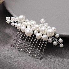 Pearl Bride Wedding Hair Comb Silver Bridal Side Comb Hair Piece Wedding Hair...