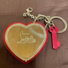 Christian Louboutin Heart-Shaped Keychain Red Metal Plastic Key Design