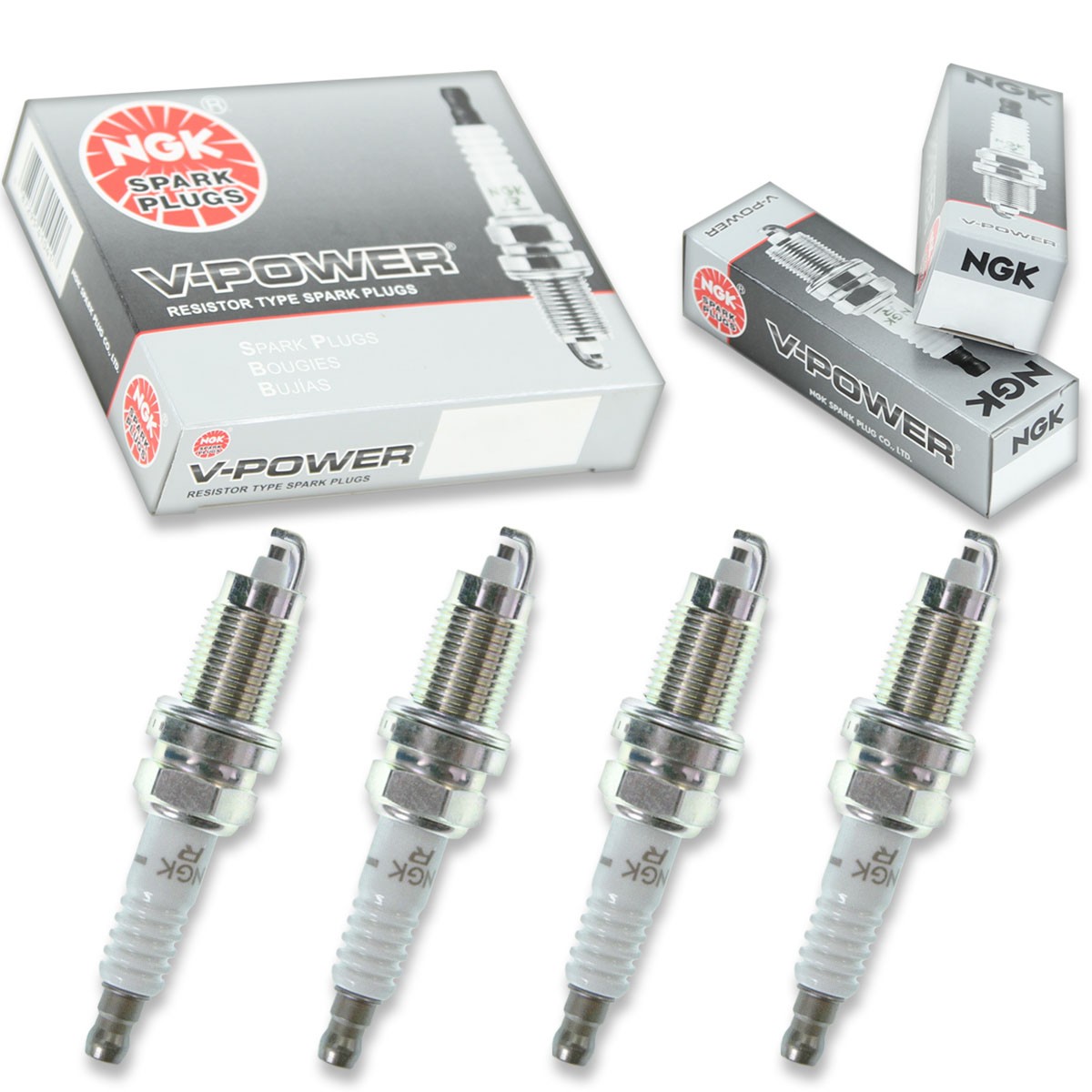 4 pcs NGK V-Power Spark Plugs for 1986-2000 Jeep Cherokee 2.5L L4 - Engine qx