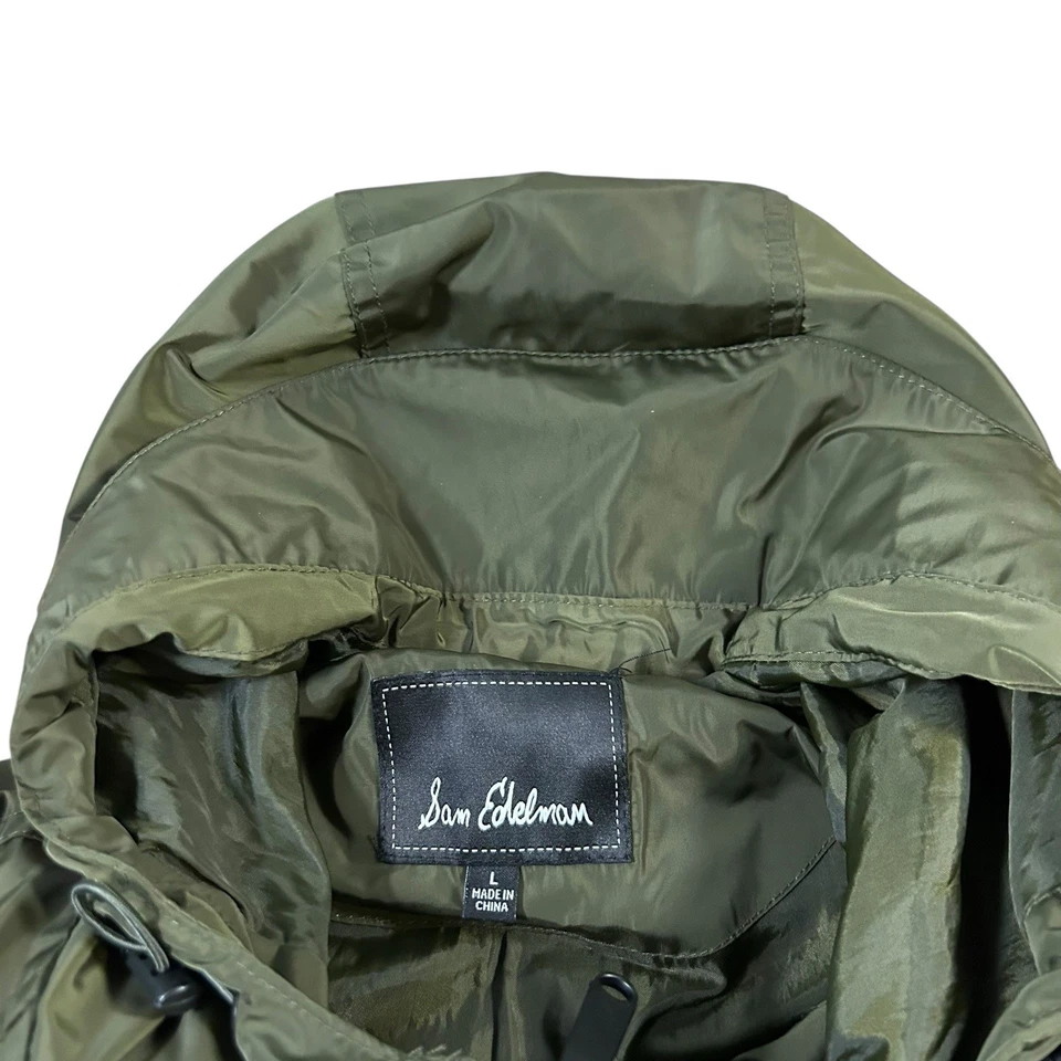 Sam Edelman Women's Size L Army Green Windbreaker Jacket Hooded Pockets - Image 3 of 4