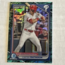 2024 Bowman Chrome Draft  Carter Mathison #BDC-127 Aqua Lunar Ref /125 Phillies 