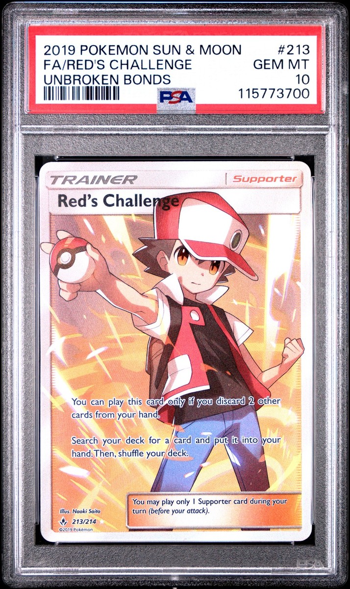 2019 POKEMON SUN & MOON UNBROKEN BONDS #213 FULL ART/RED'S
