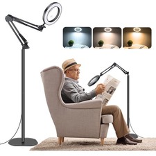 10X 20X Large Floor Magnifying Glass with Light and Stand, 72 LED Magnifying ...
