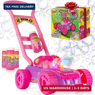 Extreme Bubbles Lawn Mower for Toddlers, Spill-Proof Kids Bubble Machine with Li