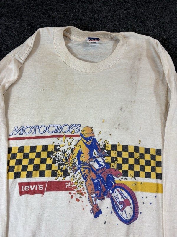 Vintage 80s Levis Graphic Shirt Mens XL Motocross Rare Print True VTG 70s Tee